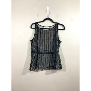 Loft Womens Lace Overlay Sleeveless Shirt S Black Goth Whimsigoth Dark Fairy